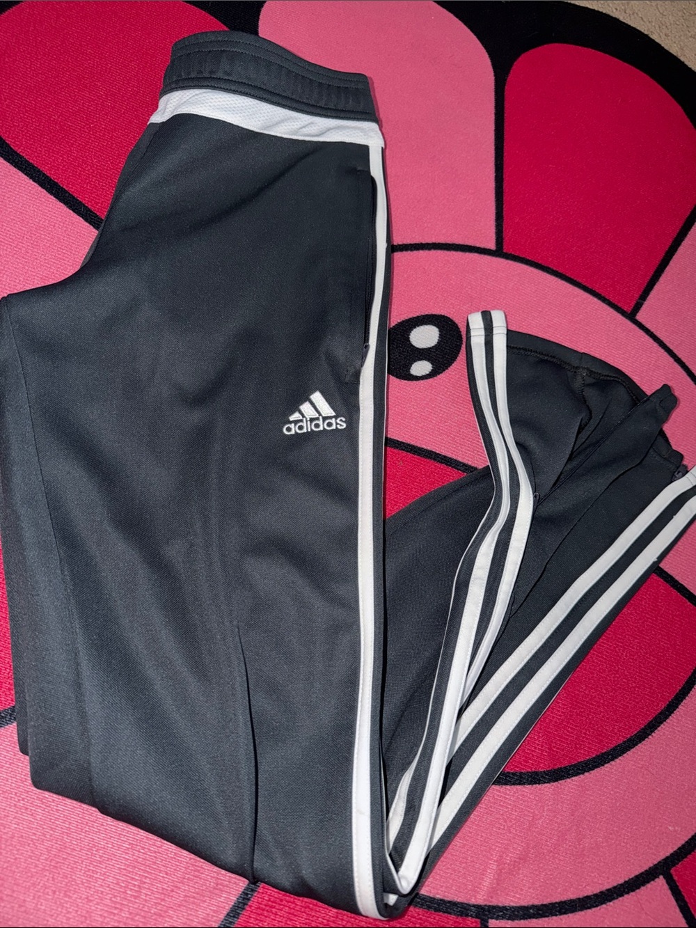 adidas Black Joggers with White Side Stripes